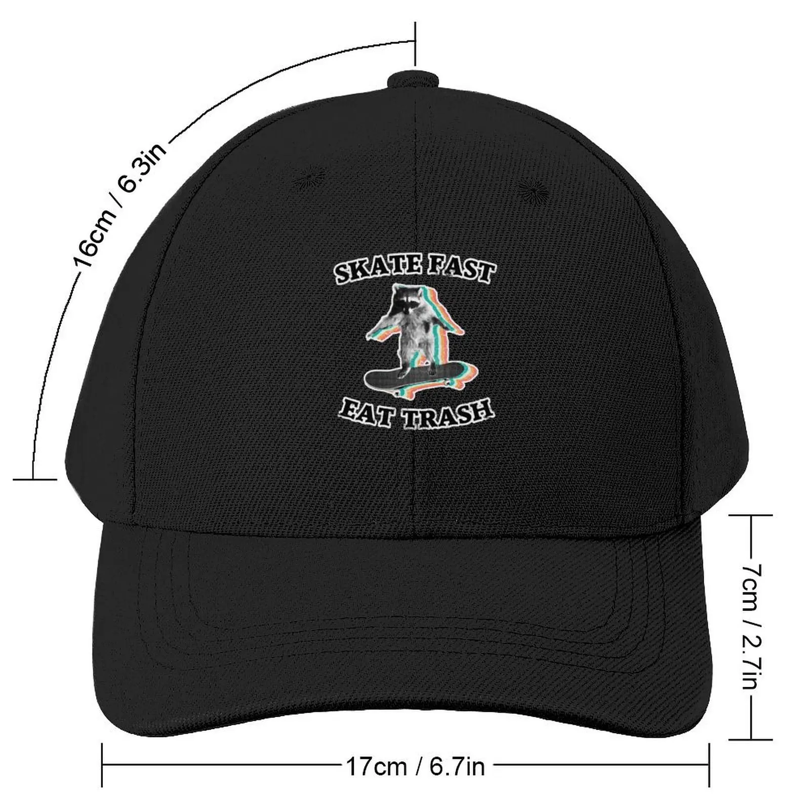 Skate fast, eat trash - radical raccoon Baseball Cap Golf Wear Trucker Hat Luxury Woman Men's