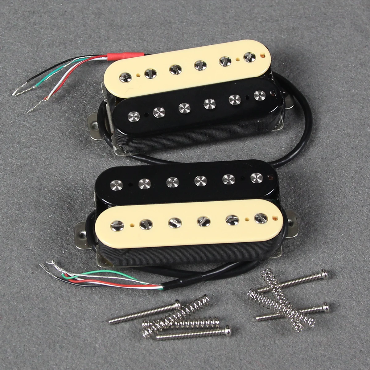 FLEOR 2pcs Zebra Electric Guitar Humbucker Pickups Set Ceramic Magnet 4-Wires