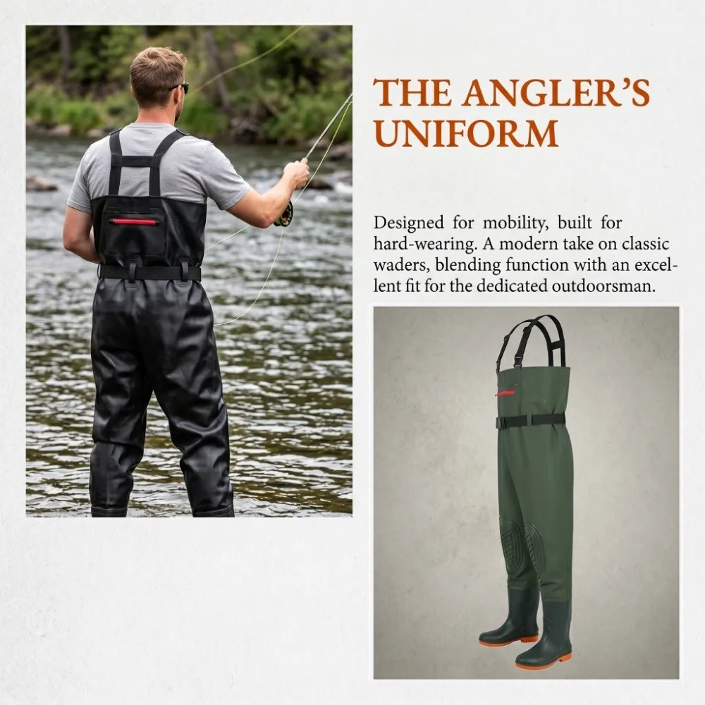 

Durable PVC Fishing Waders Suit Adjustable with Boot Chest Waders Thicken Double Knee Pads Fishing Wading Pants Outdoor Fishing