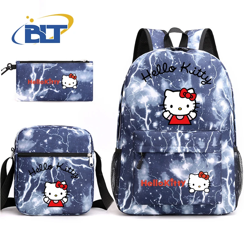 MINISO HeIIoKitty printed student school bag set children's pencil case shoulder bag backpack three-piece set