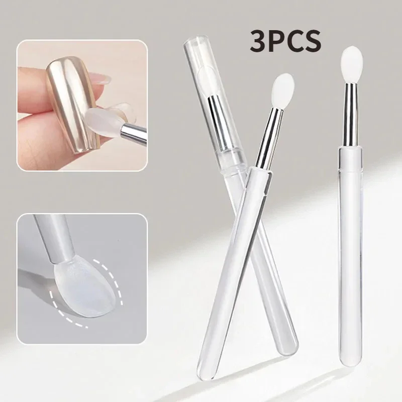 

Nail Arts Silicone Applicator Sticks Reusable Chrome Glitter Applying Manicure Tool New Easy-Daub Pigment Silicone Nail Brush