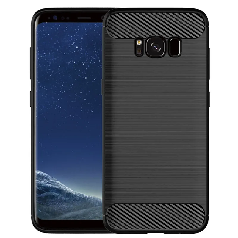 Shockproof Silicone Case for Samsung S8 Plus Galaxy S8+ Brushed Carbon Fiber Case for Galaxy s8plus Back Cover Coque Fundas