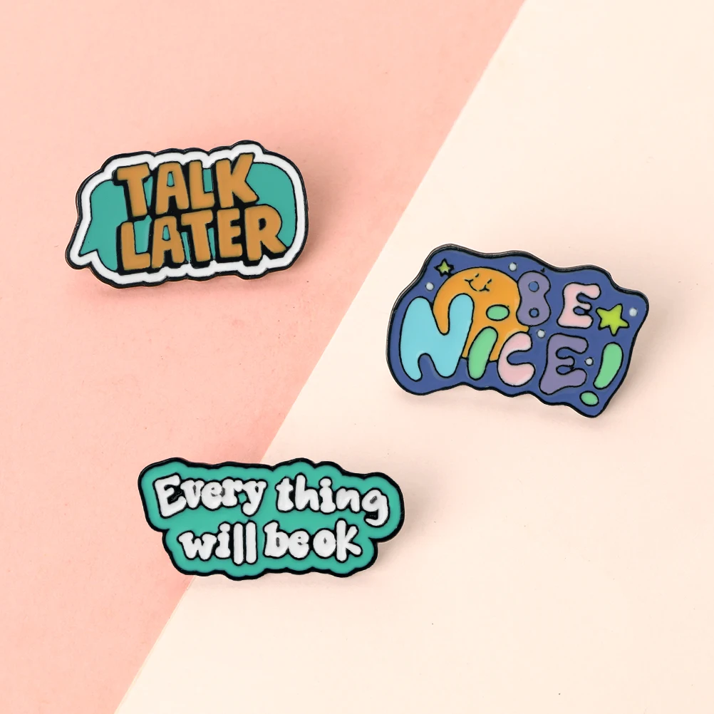Cartoon Brooches Cute Badge Slogan Enamel Lapel Pins Creative Jewelrys Fashion Accessories Gifts Bags Gift Daily Short Sentences