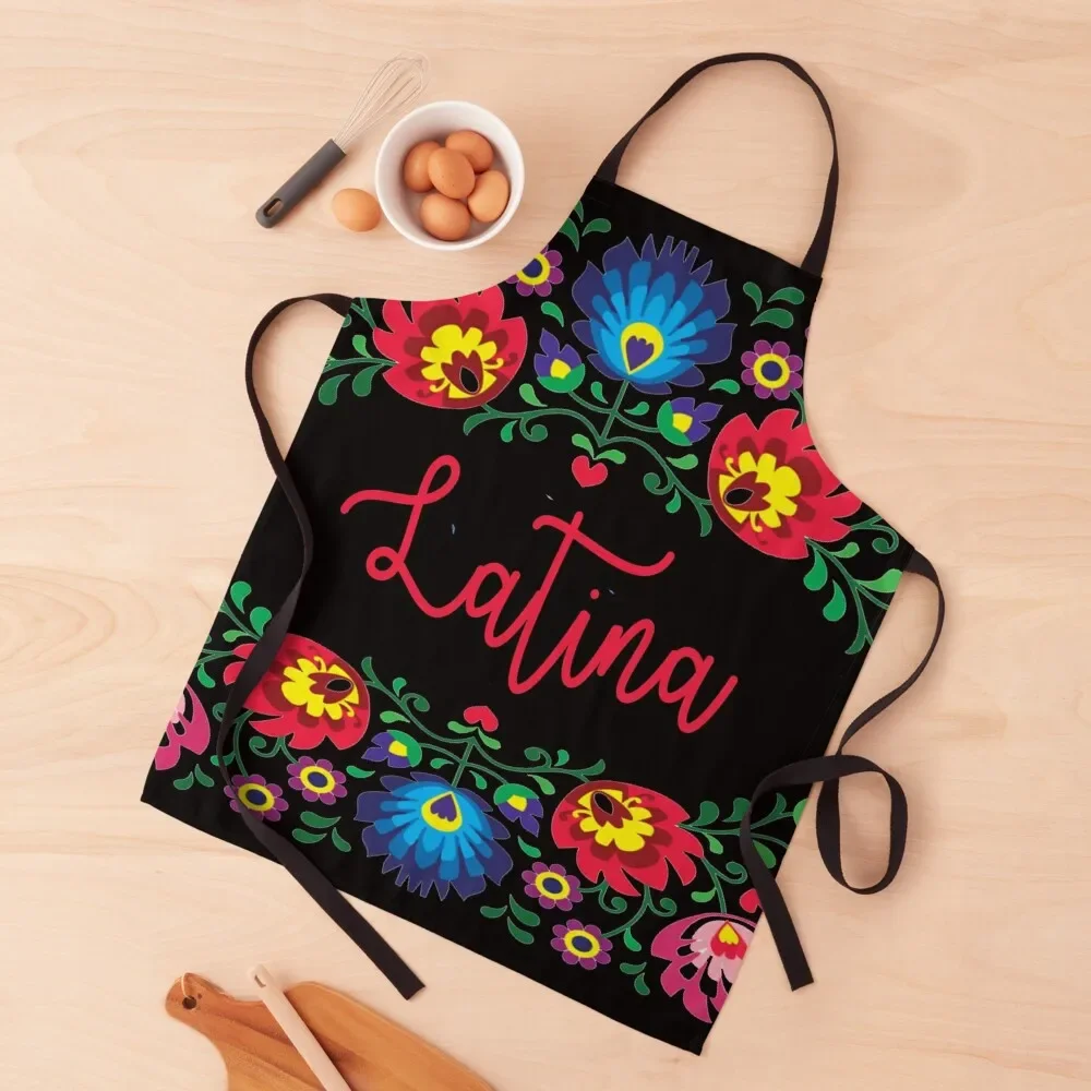 latina floral shirts masks hoodies merch poster Apron Kids kitchen gadgets cleanings Kitchen Apron