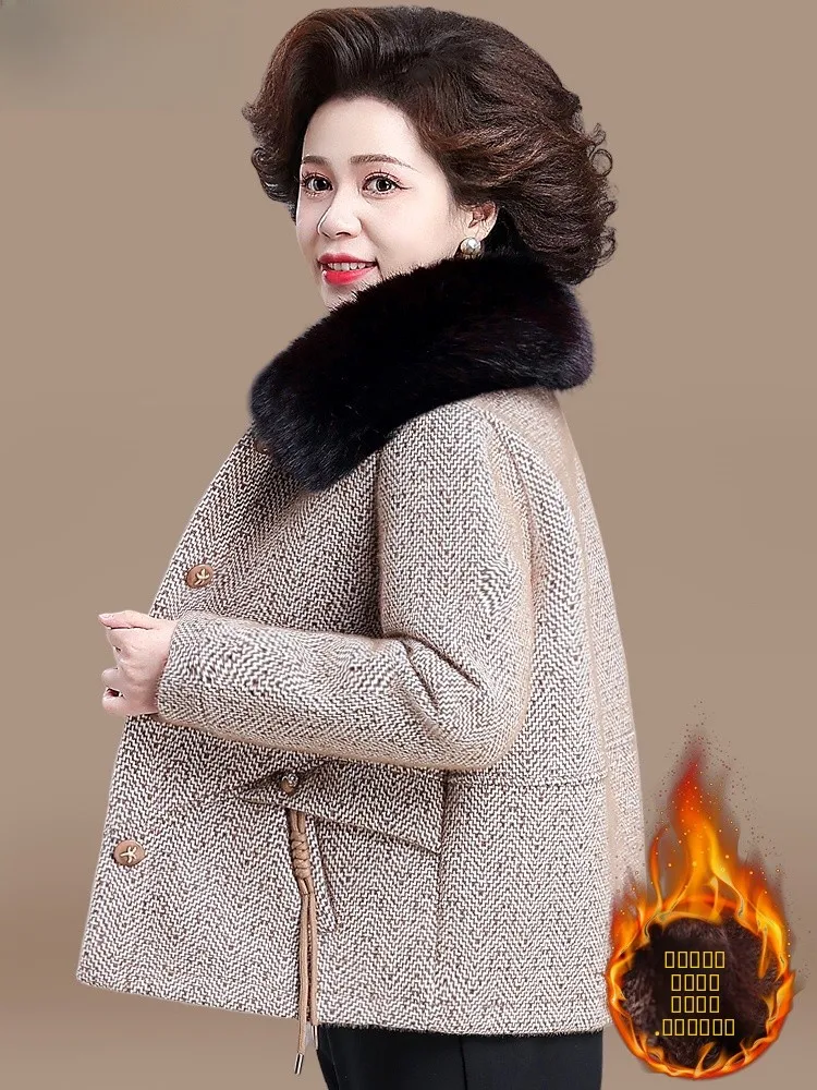 

Thiened ort Woolen Coat for Women Faionable Loose Fit Cardigan Sle Polyester Blend Winter Outerwear Ladies Jaet