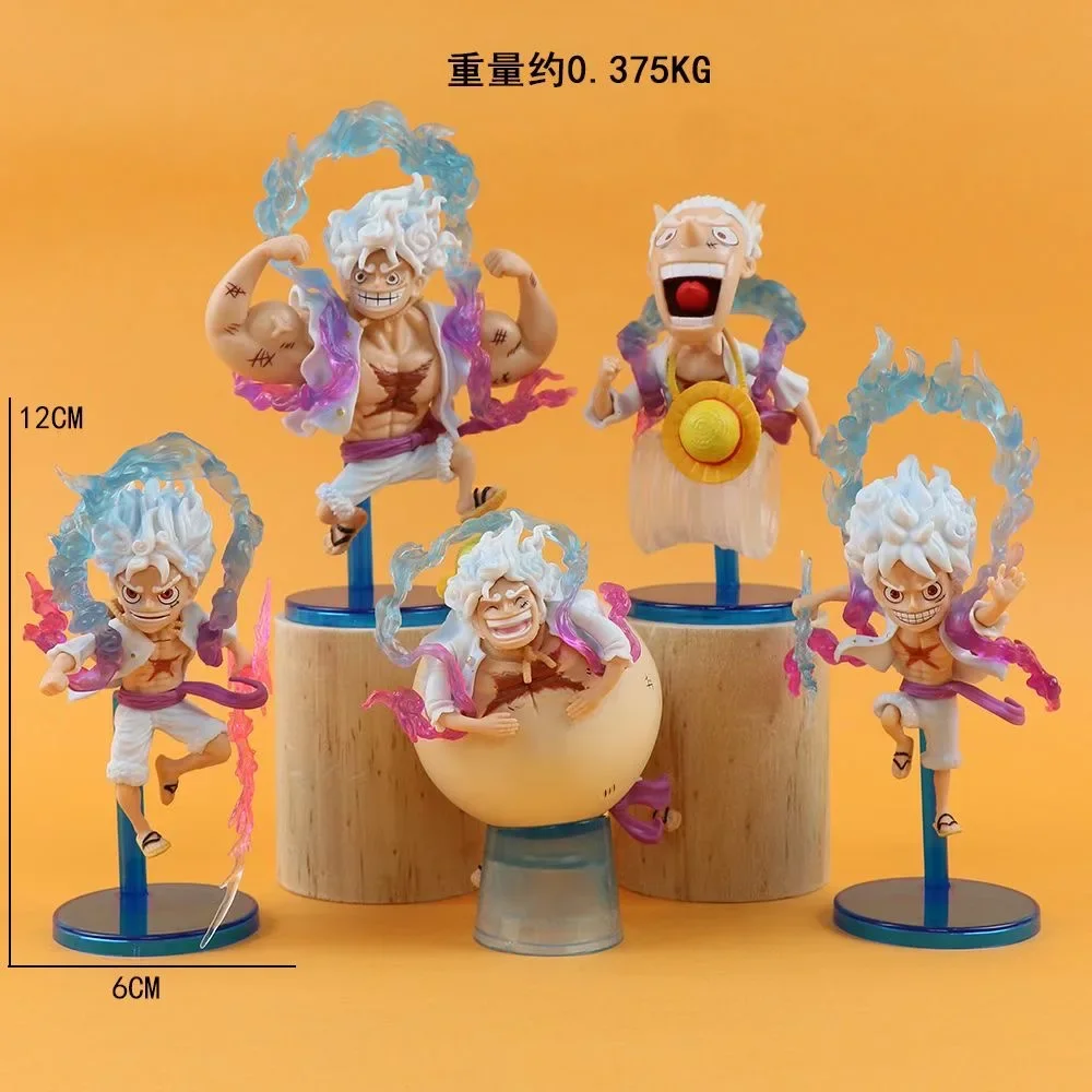 5pcs One Piece Blind Box Anime Figure Luffy Luffy Nika Gear 5 Multiform Figure Sun God Luffy Pvc Model Doll Collection Toy Gifts