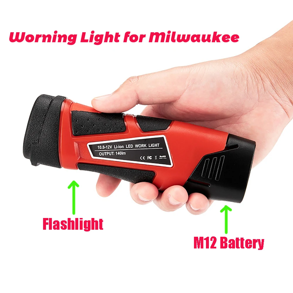 Imagem -03 - Diodo Emissor de Luz de Trabalho Lâmpada Luz de Trabalho para Milwaukee 10.8v 12v M12 Li-ion Bateria Ferramenta Peças