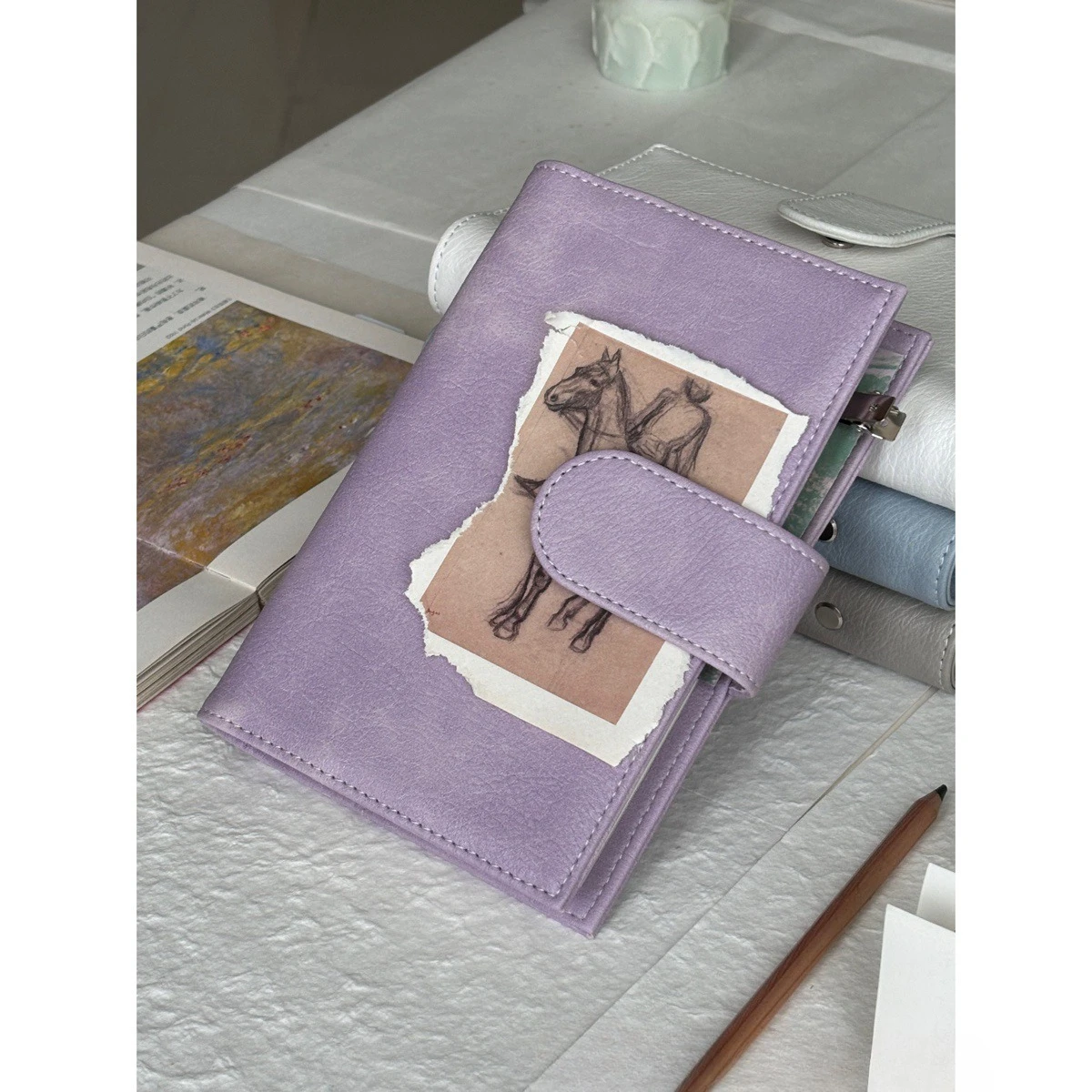 A6 Per Retro Soft Journal High  Detachable Diary Book Double Button Design Notebook Loose-Leaf Binder with 90 Sheets Inner Page