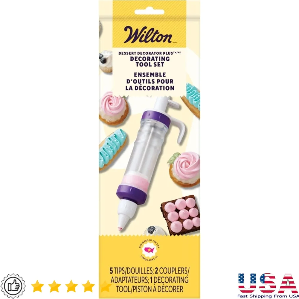 

Dessert Decorator Kit with Plunger Tool Couplers Fill Tip Decorating Tips Cakes Pastries and Appetizers
