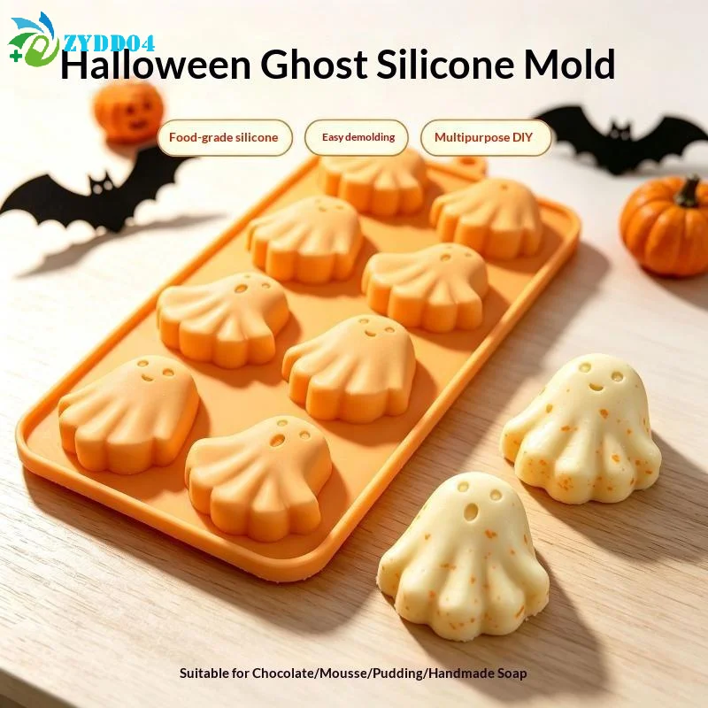 ●Halloween Horror Pumpkin Bat Silicone Mold Ghost Hat Skeleton Chocolate Food Baking Tray Mold Biscuit Cake Baking Mold