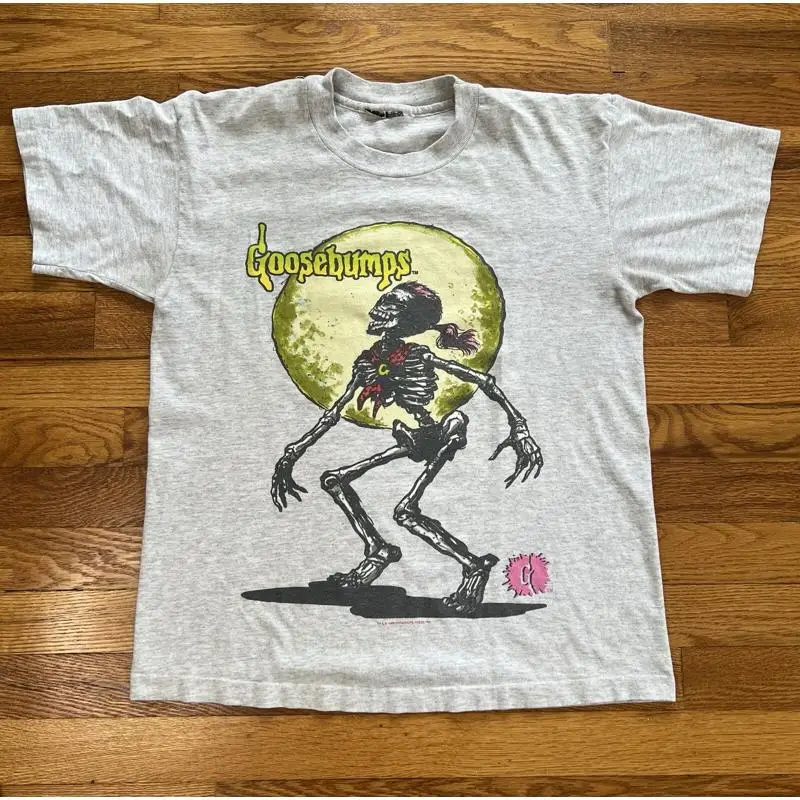 1995 90s Goosebumps Skeleton Camiseta Libro raro Vintage Horror Halloween Pequeño/M