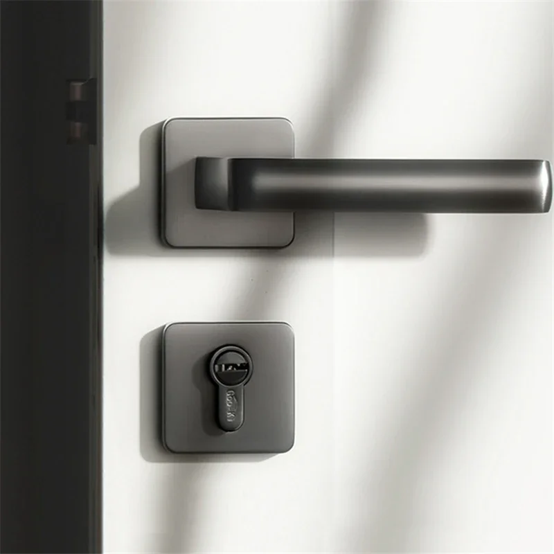 

1 set Gray /zinc alloy door handle Interior / Square Bedroom door lock Split Silent door lock ,Door hardware