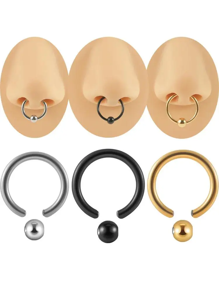 10PCS 316L Stainless Steel Captive Bead Ring Nose Septum Lip Hoop Rings Helix Daith Tragus CBR Unisex  Earring  Piercing Jewelry