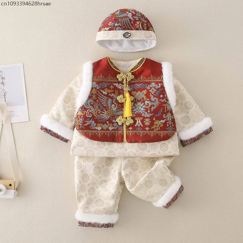 طفل رضيع السنة الجديدة شيونغسام الملابس الصينية التقليدية سنة واحدة حفل عيد ميلاد الشتاء هانفو الزي الثقافي #2