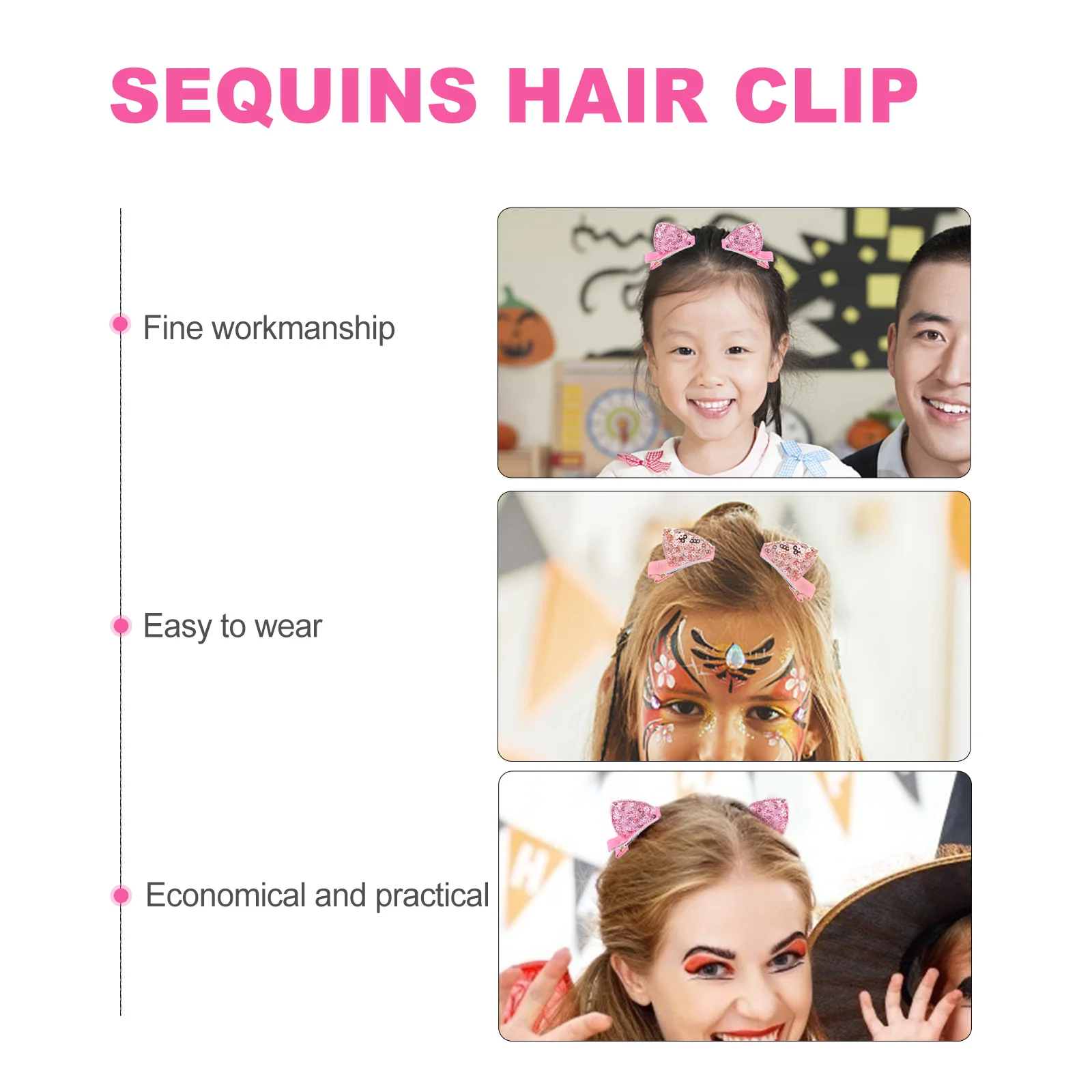 

8pcs Sequins Cat Ears Hair Clips Glitter Kitten Ear Hairpin For Cosplay Party Makeup Accessories Animal Ear Hair Clip Gift For