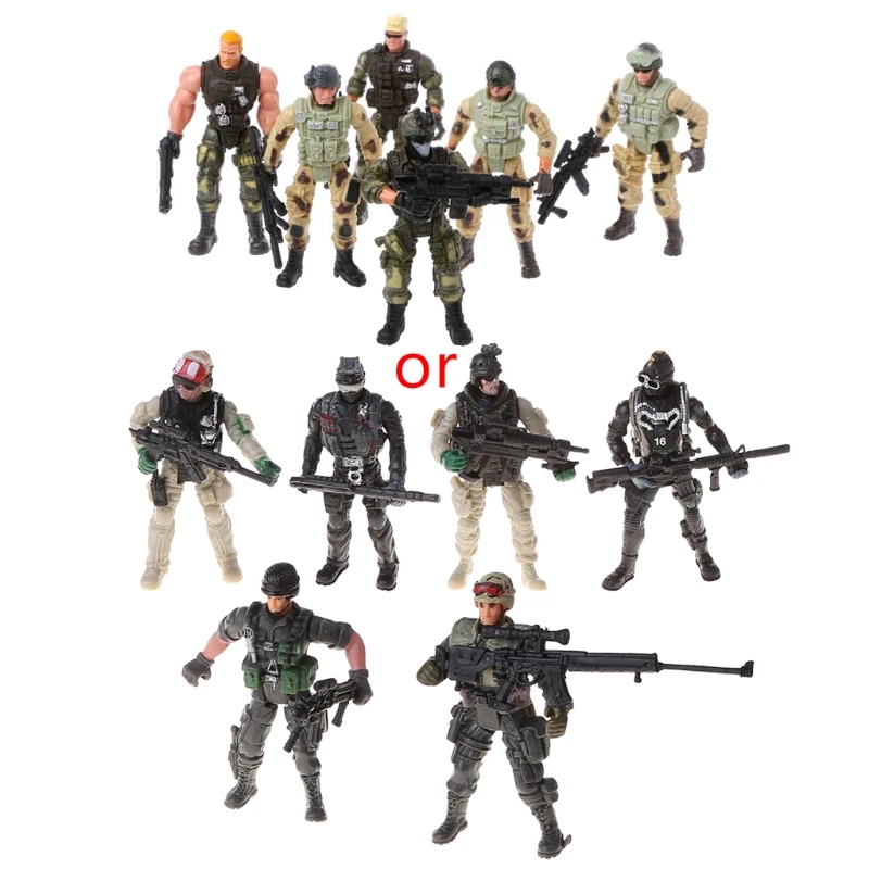 RIRI 6Pcs/Set Action Figure Soldiers Toy with Military Figures Child Toy