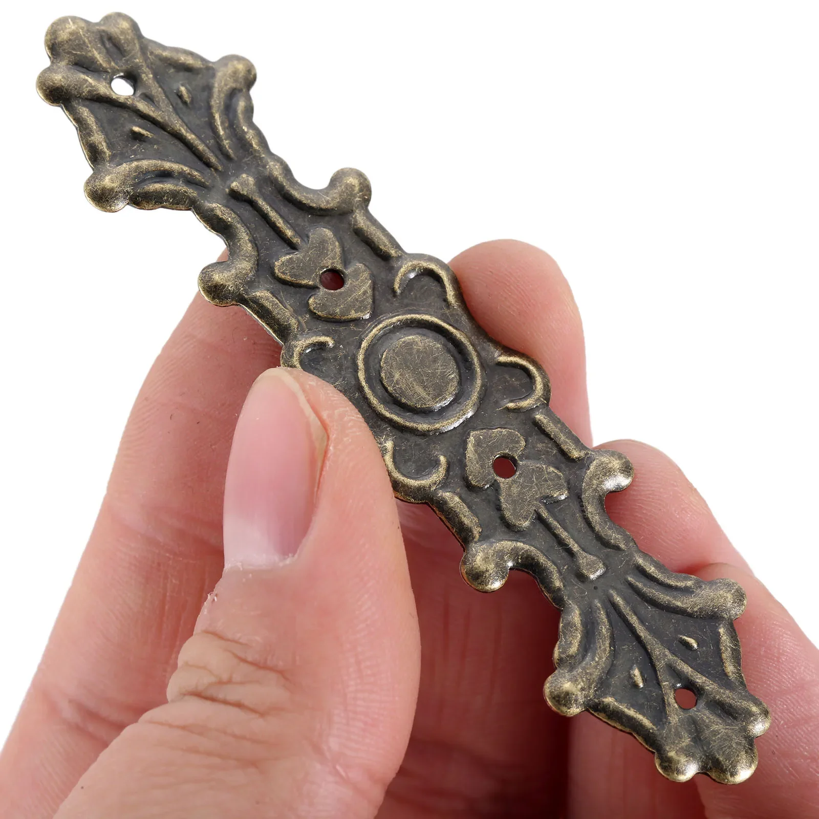 10 sztuk antyczny brąz żelazne narożniki ze śrubą Decor drewniane pudełko z biżuterią osłona na biurko etui na wino ozdoby Album księga gości 79*20mm