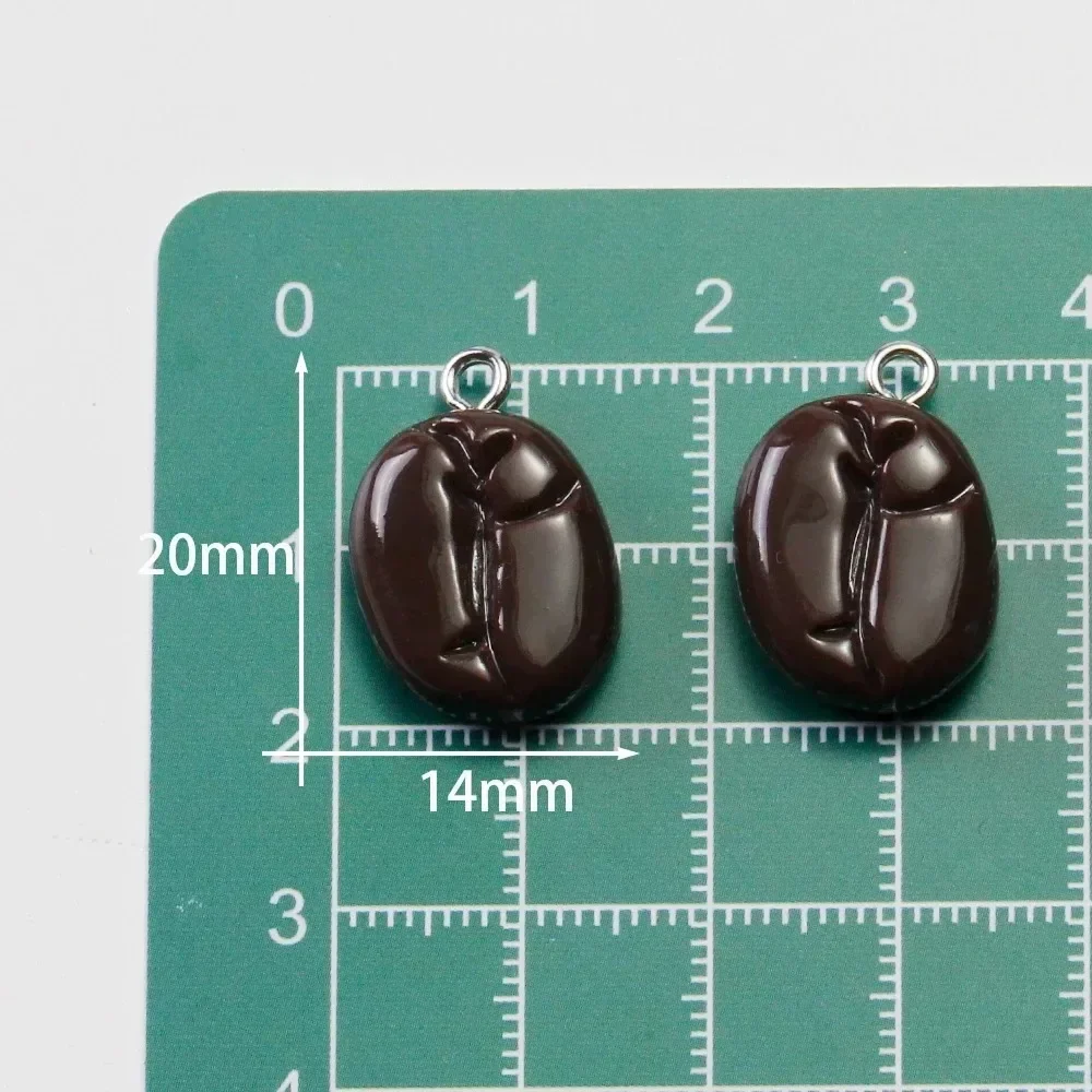 10Pcs Mini Coffee Bean Resin Charms Realistic Imitation Cacao Pendants DIY Supplies For Earring Necklace Key Ring Making view 5