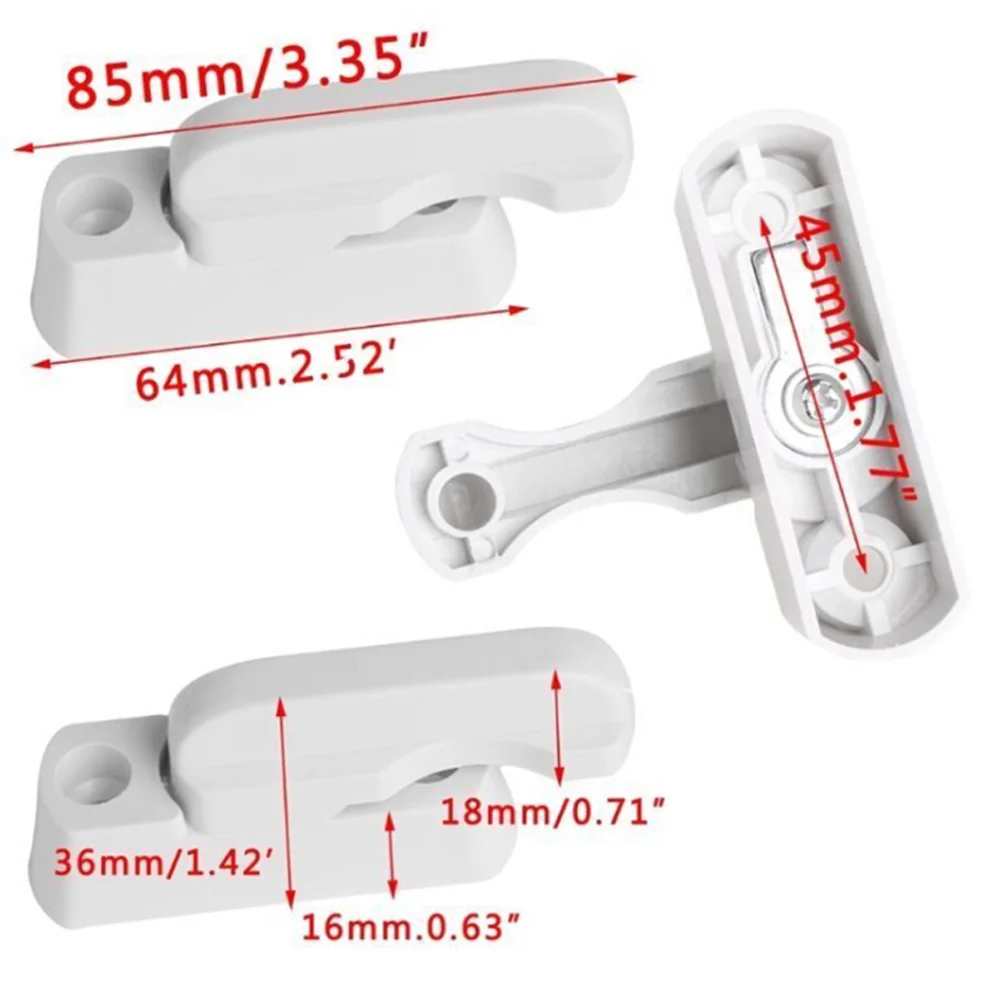 Aluminum Window Lock Practical Premium 85x20x35mm Useful Door For Latch Handle Restrictor Safety Stopper T-lock White