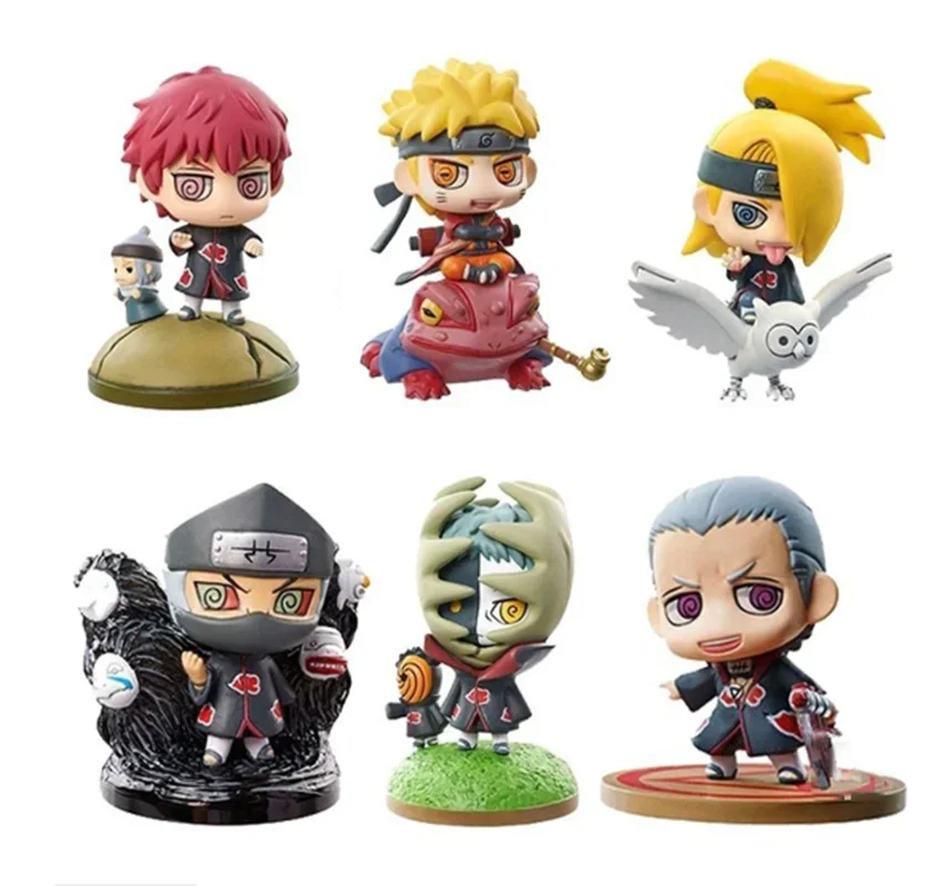 6 Stuks Kawaii Pop Muggenspray Oog | Xiao Artikel Q Versie Naruto Pop Display Cartoon Speelgoed Verjaardagscadeau