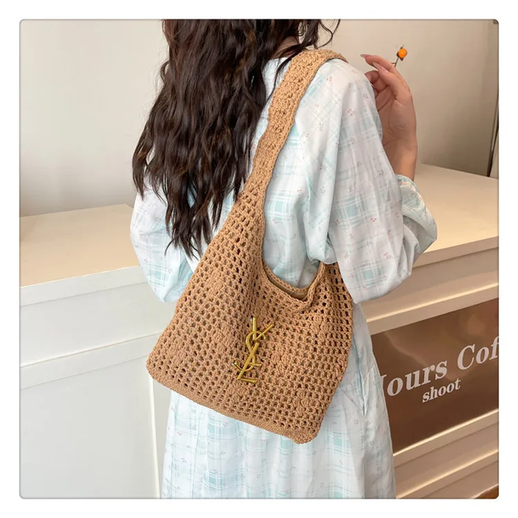 

Women's 2025 High-End Woven Shoulder Bag - Luxury Summer Design with Premium Straw Material, Stylish Vacation Essential