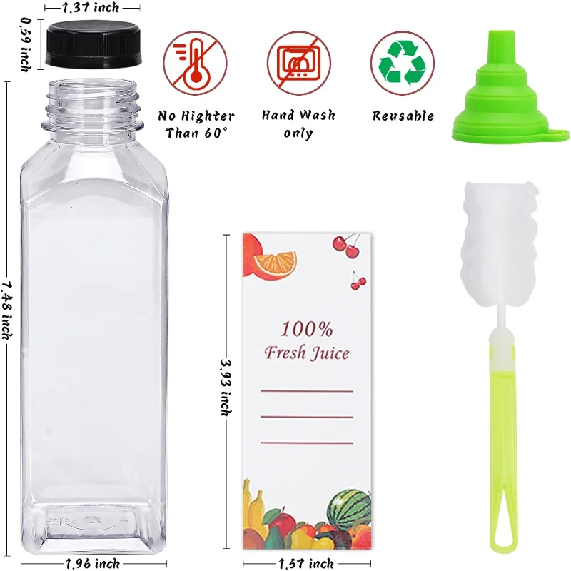 Plastic Juice Bottles 150 pcs 16 oz Empty Plastic Water Bottles with Caps Reusable Clear Beverage Containers for Drinking, Juici image 3