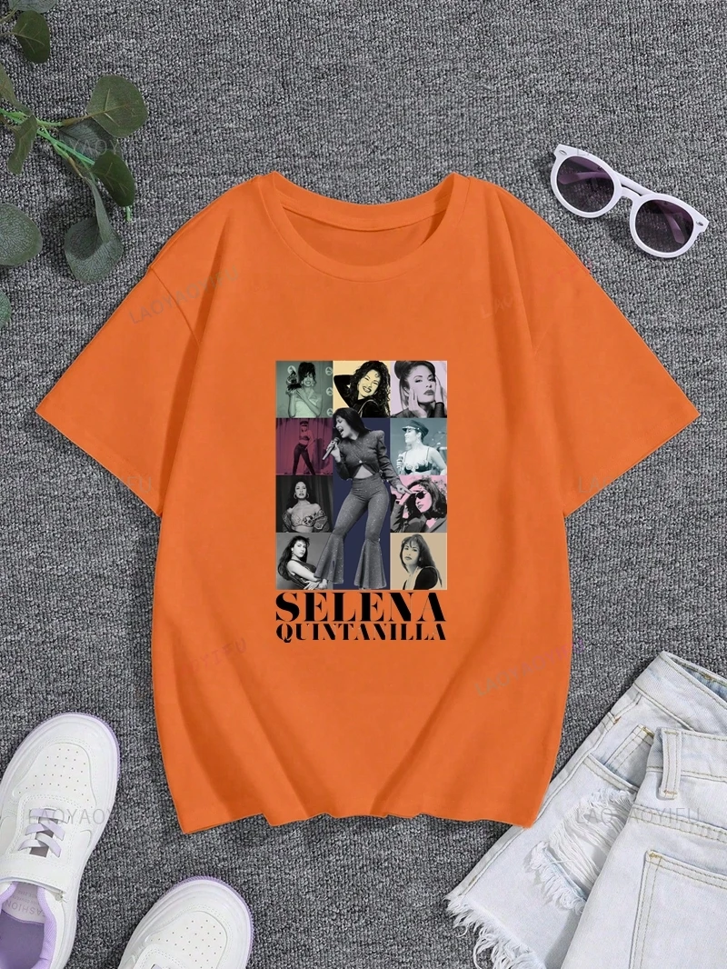 Singer SELENA Quintanilla Fashion Poster Printed Women's Shirt, Everyday Casual Street Wear, Spring/summer Cotton 0 Neck T-shirt