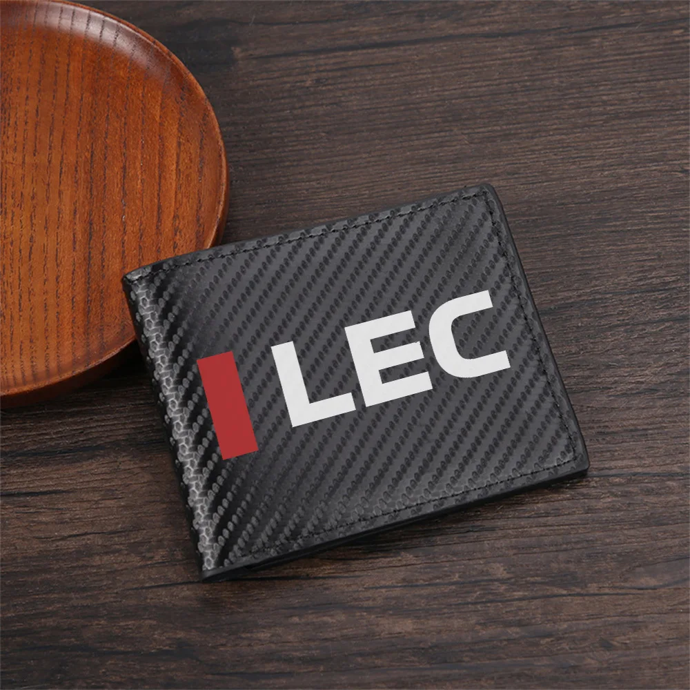 Red rectangle and white letters LEC Men's Wallets Simple Business Modern Stylish Printing Design Gifts For Father Boyfriend Chri