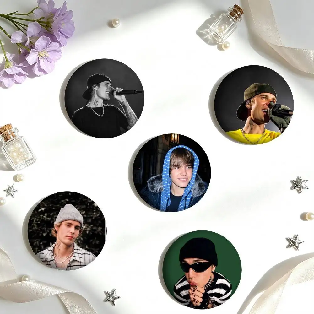 R-Retro Western Pop Singer Justin Bieber  25mm 32mm 44mm 58mm 75mm Brooches Badges Pins for Accessories Gift