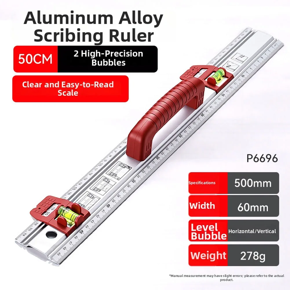50cm Industrial Grade High Precision Level With Scale Multifunctional Wear Resistant Thickened Level With Handle Multi-functiona