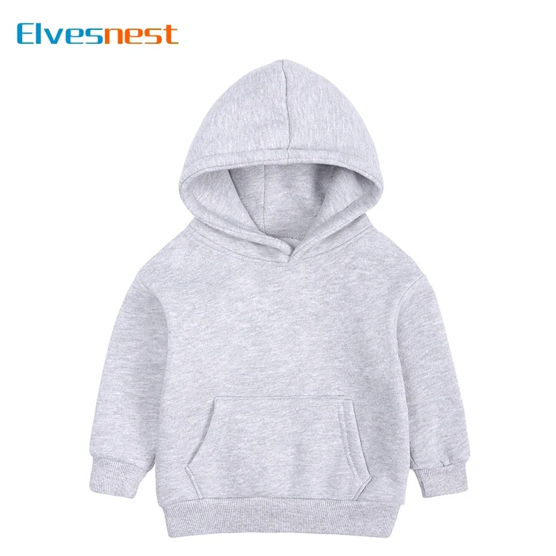 Fashion Solid Color Children\'s Clothing Girls Hoodie Cotton Long Sleeve Children\'s Hoodie Winter Warm  Boy Sweatshirt 1-13 Years