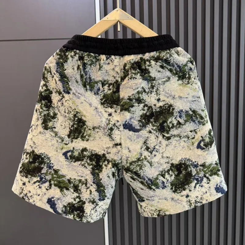 HKSH Black Truffle Jacquard Summer New Man Tide Linen Quick Drying Breathable Shorts Casual Versatile Sports Beach Capris HK4749
