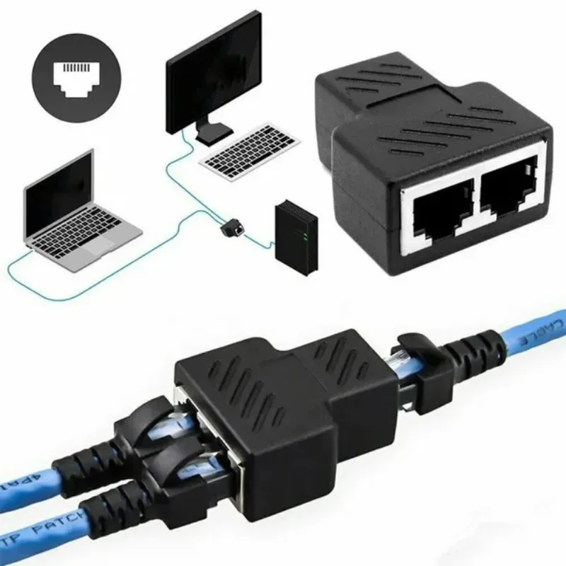 جديد 1 إلى 2 RJ45 الفاصل محول ثنائي أنثى ميناء LAN محول إيثرنت موصل