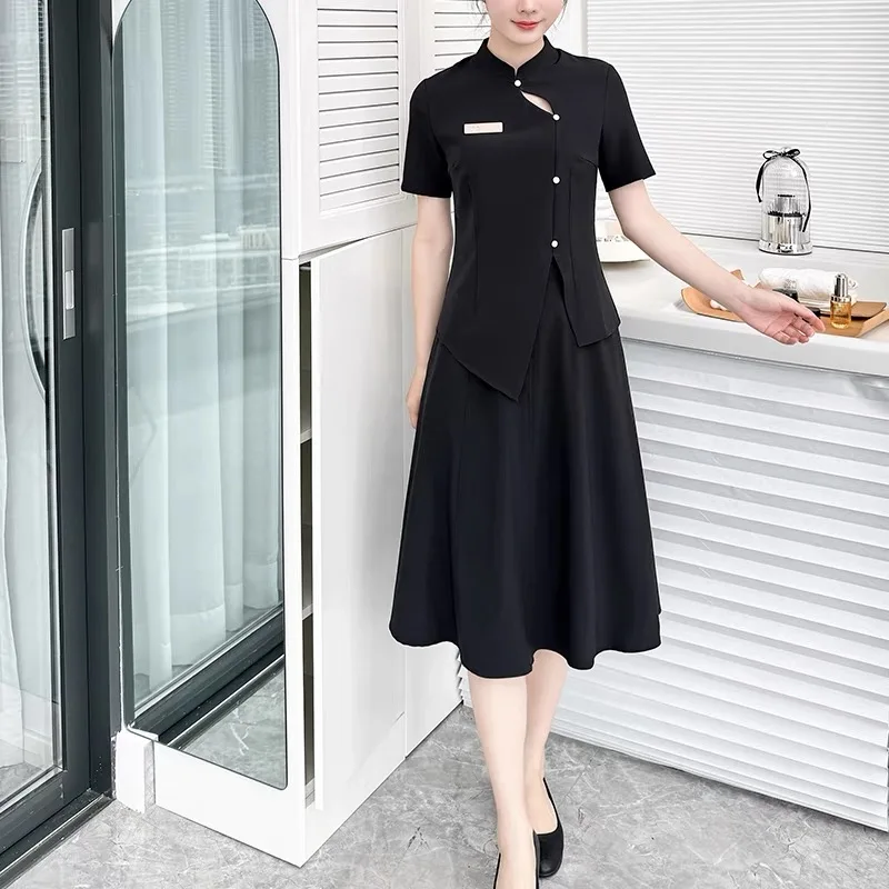 2024 Spring/Summer New Beautician Workwear Female SPA Uniform Technician Work Clothing Women Beauty Blouse+Wide Pants Set