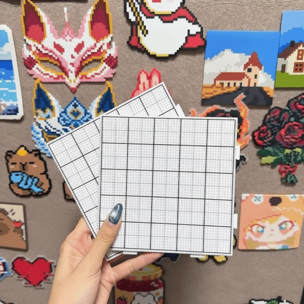 Plantilla de cuentas Hama DIY, tablero perforado cuadrado, herramienta de cuentas fusibles, rompecabezas educativo Tangram, plantilla, juguete para niños