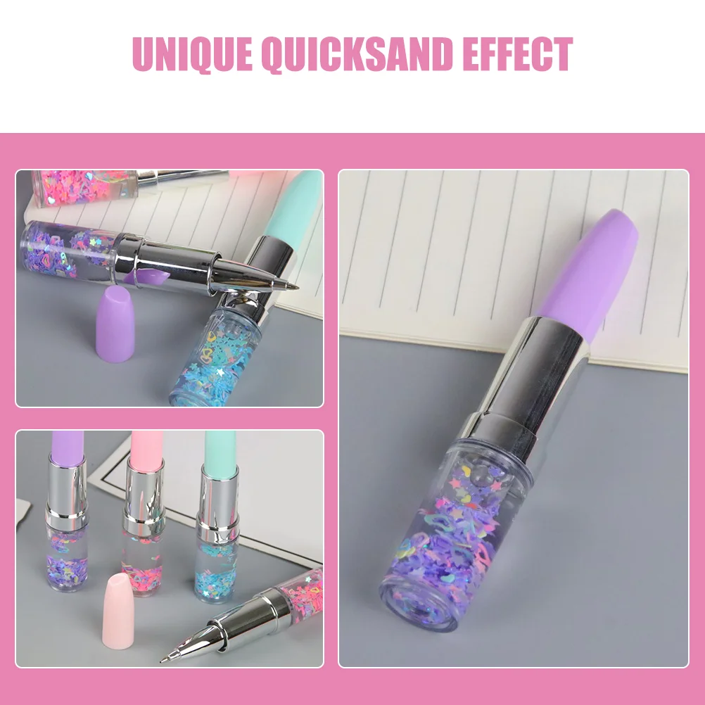 4 Pcs Gel Pens Colored Lipstick Creative Writing Fun Ballpoint Girl Heart Party Favor Multi Colorful Funny Ink Student