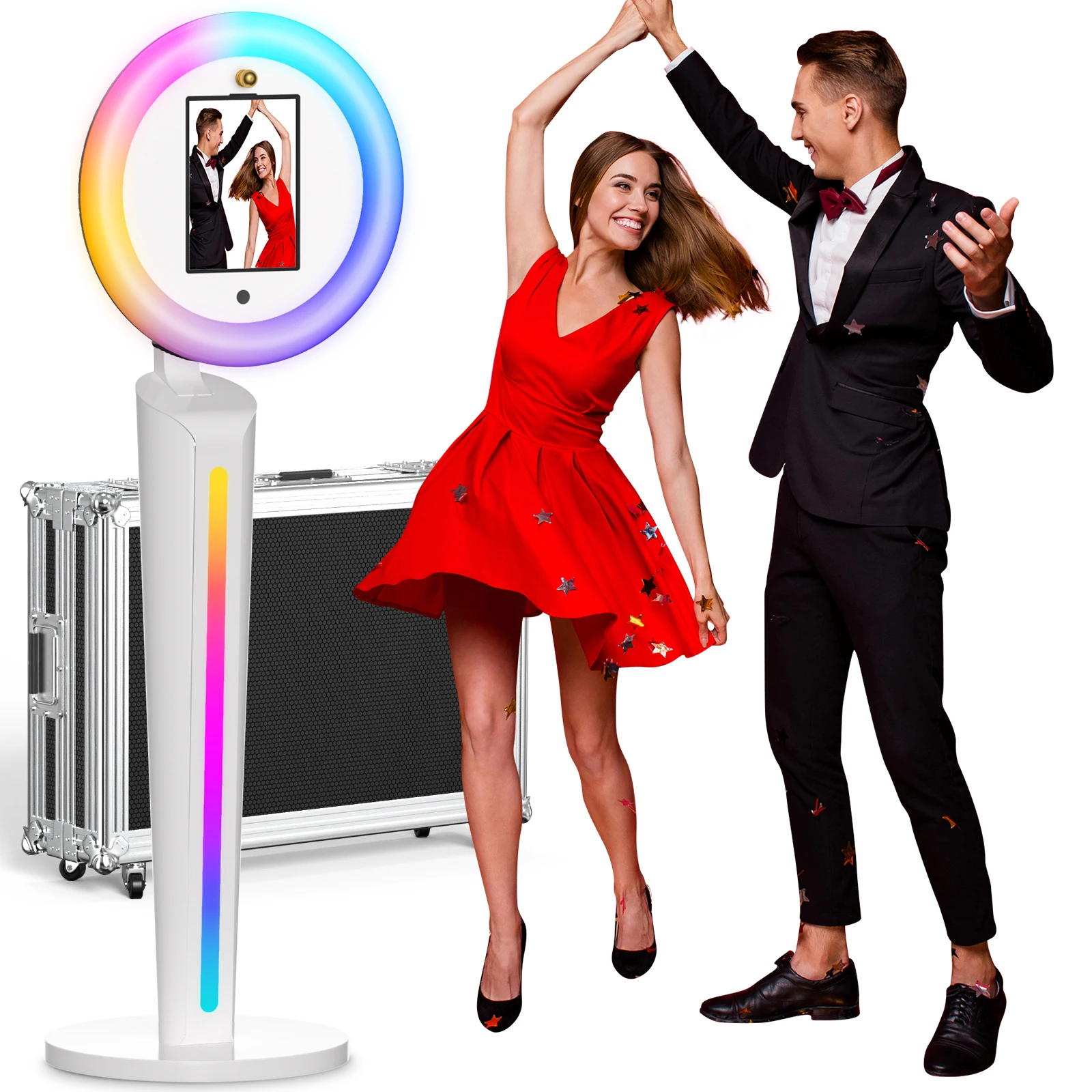 

Selfie Photo Booth Machine With Adjustable Ring Light Shell Stand ipad Photo Booth for Party Applicable to any ipads Video Booth