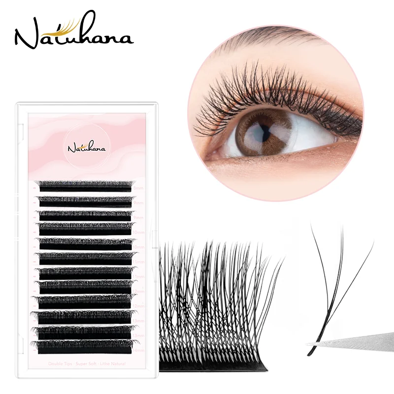NATUHANA 3D Clover Premade Volume Lashes Czarne Rzęsy w Kształcie W Russian Volume Przedłużane Rzęsy Łatwe do Tworzenia Kępek dla Profesjonalnych Salonów — zdjęcie 5
