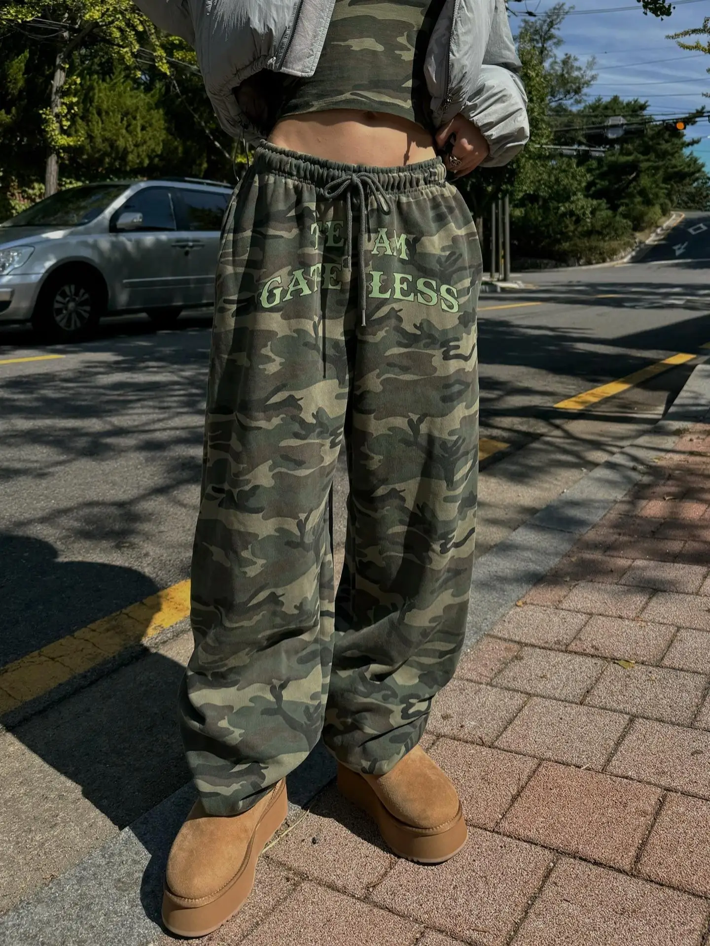 

Стильные уличные брюки Y2K с принтом букв и леопардовым камуфляжем, свободные повседневные брюки с высокой талией и прямыми штанинами для женщин