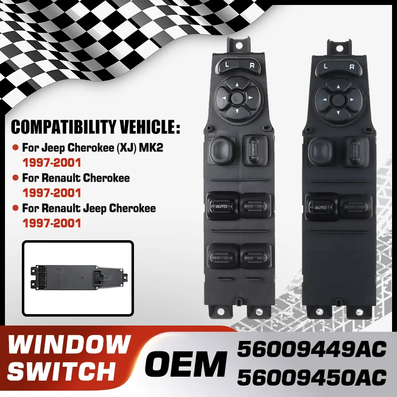 

56009449AC 56009450AC Power Window Control Switch Button For Jeep Cherokee XJ Renault Cherokee Renault Jeep Cherokee 1997-2001