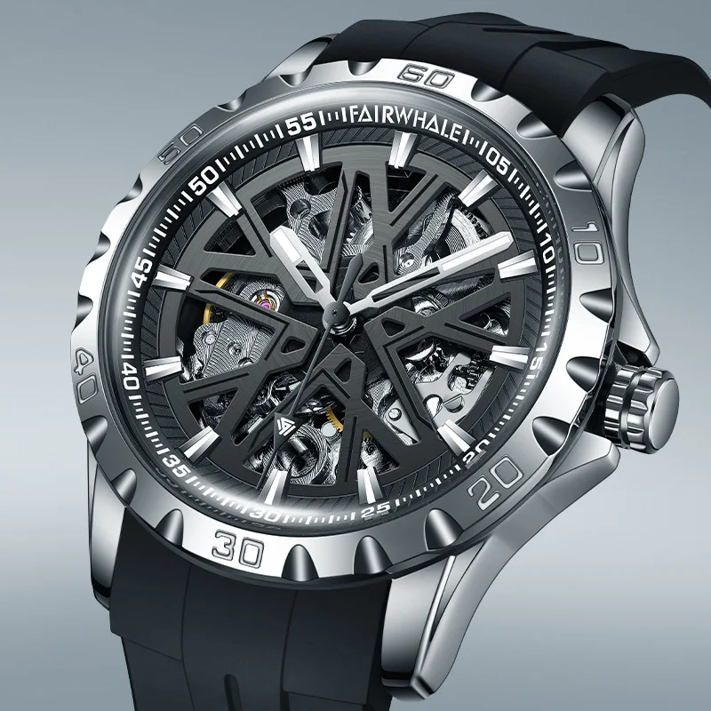 MARK FAIRWHALE brand men's fully automatic skeletonized mechanical watch, a best-selling light luxury watch