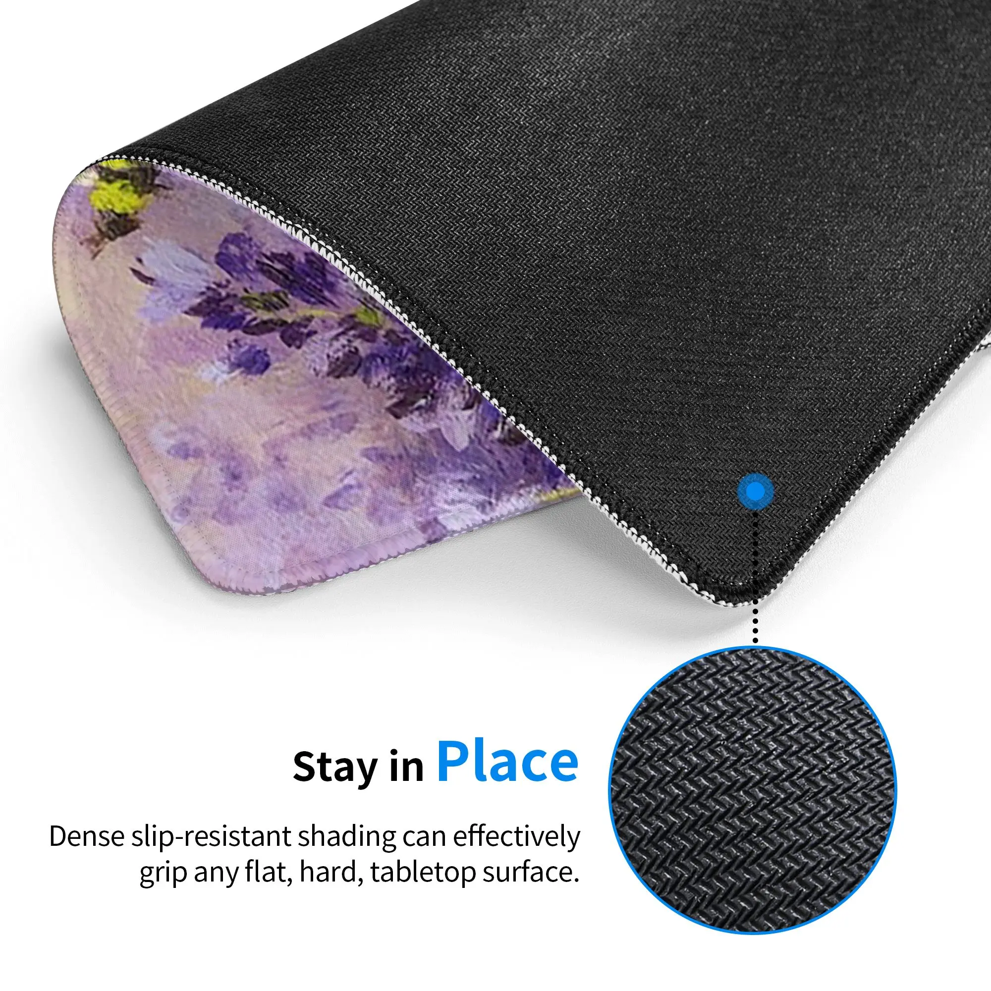 Purple Lavender Flowers Oil Painting Mouse Pad Computer Keyboard Mouse Mat Gamer Laptop Desk Mat Office Accessories Table Mats