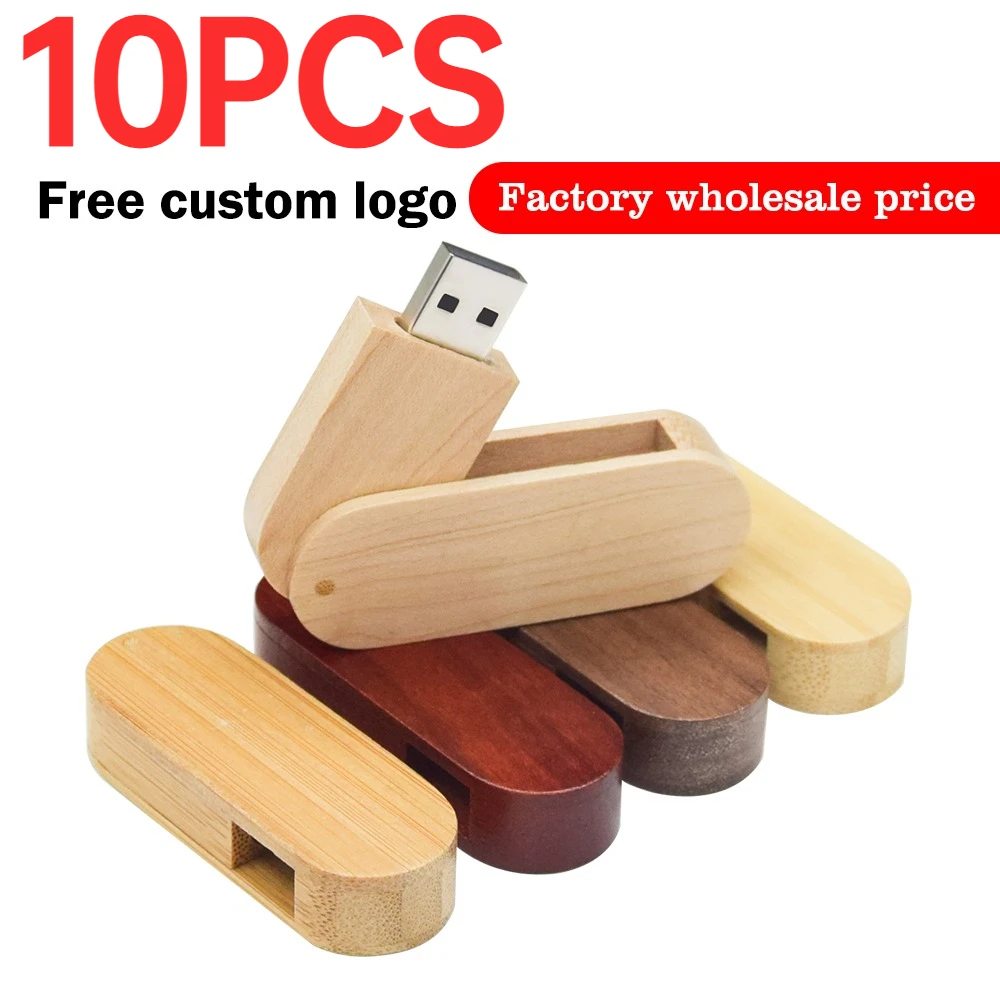 

10pcs/Lot High speed USB 2.0 Flash Drive Wooden Pendrive 8GB 16GB 32GB 64GB Memory Stick Wedding Gift (Free Custom LOGO)