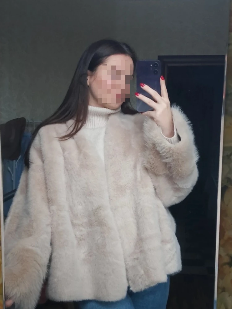 

Faux Mink Fur Coat for Women Winter Thick Loose Hairy Casual Jacket Y2K Fashion Streetwear Long Sleeve Warm Fur Outerwear
