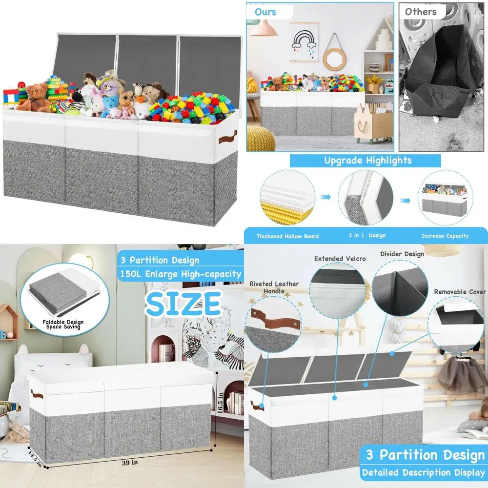 صندوق تخزين ألعاب الأطفال مع أغطية - منظم للحيوانات المحشوة والألعاب، مناسب للأطفال الصغار والرضع والفتيات والممرضات