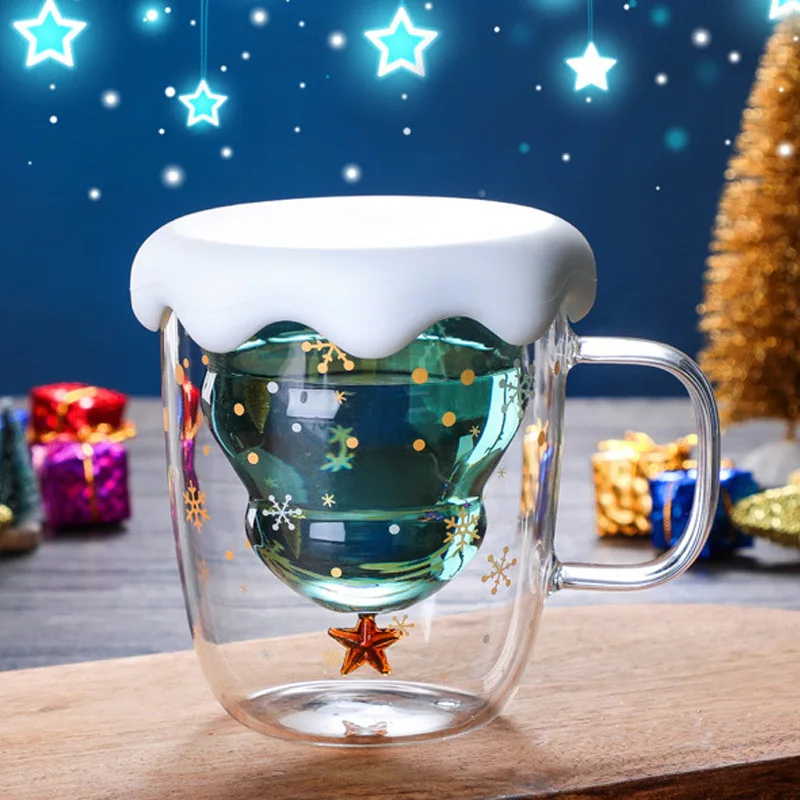 Christmas Supply Wish Cup Cartoon Double Layer Cup Cute Gift Water Cup Glass