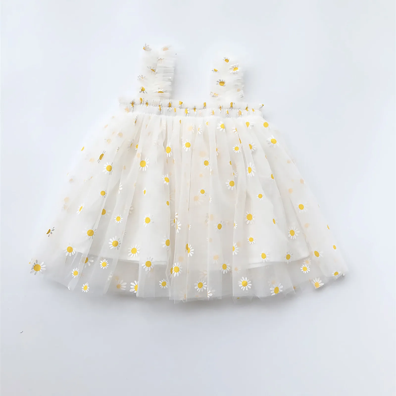 6M-5Y Summer Toddler Kid Baby Girls Tulle Dress Daisy Dresses For Girls Party Beach Holiday Clothes Fashion Hot New Summer 2024