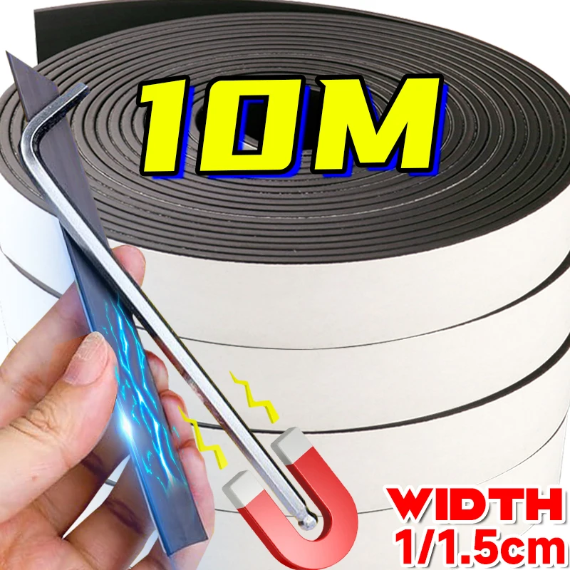 

1-10 м самоклеящаяся магнитная лента резиновая прочная магнитная лента гибкая DIY домашний офис холодильник настенные фотографии плакат фиксированный