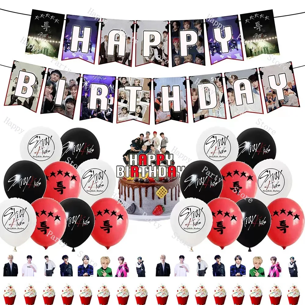 Stry Boys Birthday Party Decoration According Options Stary Boys Balloon Banner Cake Topper Backdrop Toys for Party Supplies view 3