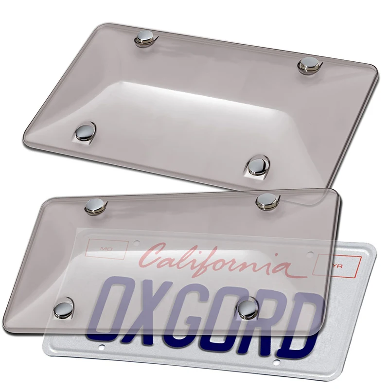 2 Pack Car License Plate Tinted Tag Shield Cover Plastic Clear Protector Car License Plate Frame Exterior Accessories